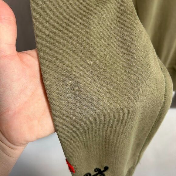 VTG Y2K Lucky Brand Hoodie Womens L Green Peace Love Boho Embroidered Full Zip - Picture 7 of 10